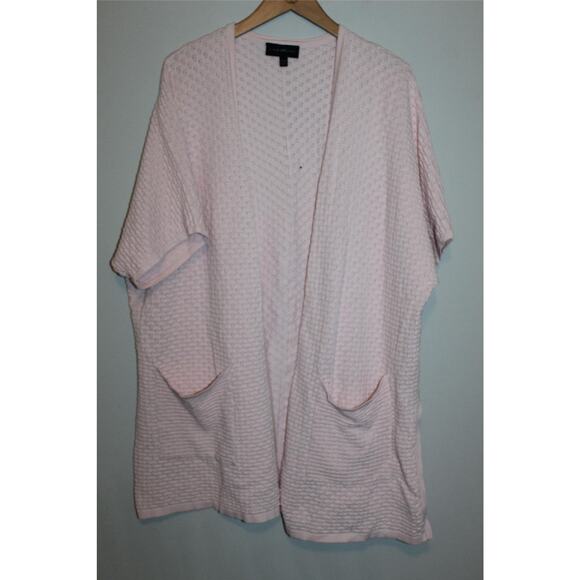 Lane Bryant Dolman Textured Short Sleeve Open Cardigan Pink Plus Size 26/28 - Picture 2 of 10